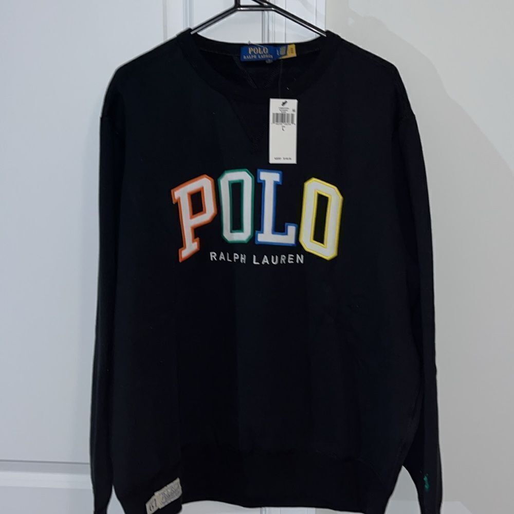 Polo Bear by Ralph Lauren Rainbow Sewn Raised Spell Out Letter Fleece Sweatshirt